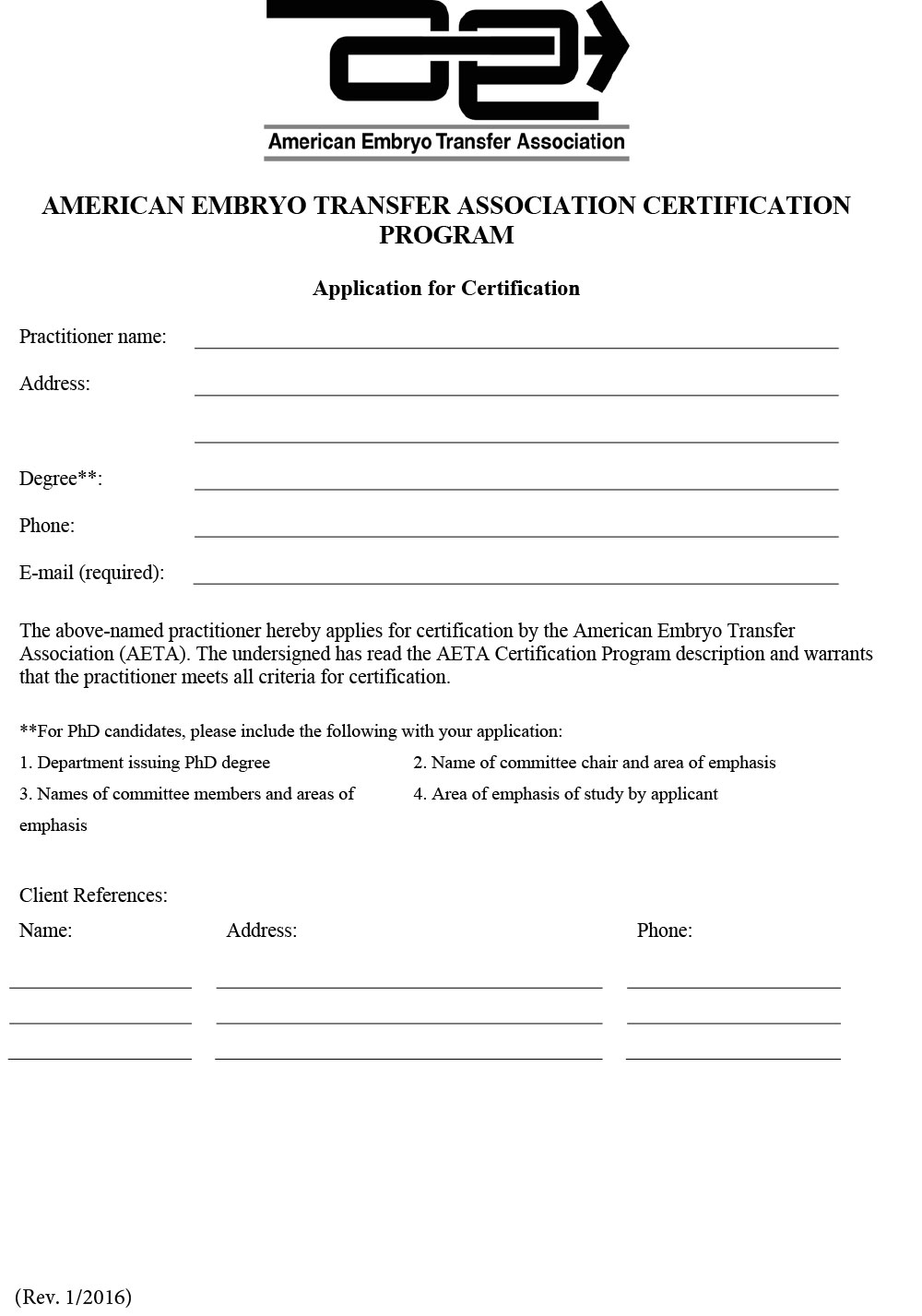 Certification Application